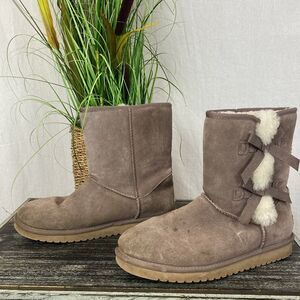 Ugg Koolaburra Victoria Bow Tan Calf Winter Short Bootie Boots 11
